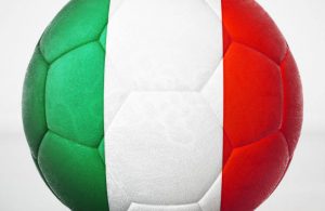 Football covered with flag of Italy.
